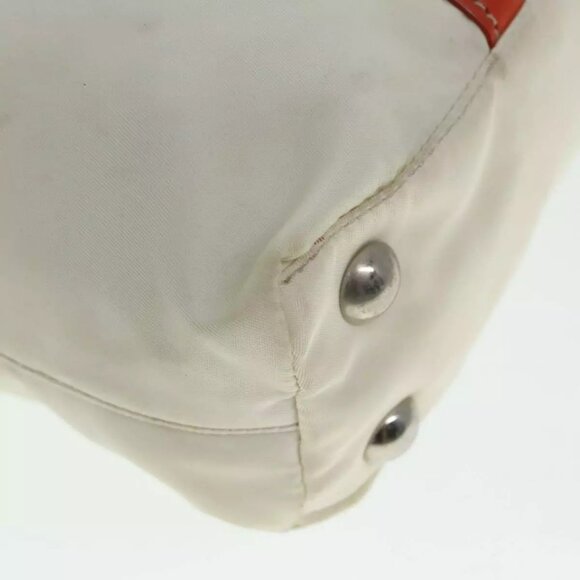PRADA Hand Bag Nylon 2way Cream Silver Auth 89096 - Picture 14 of 16